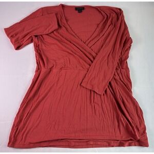 J.Jill‎ Wearever Collection Red Rayon Blend Wrap Top Blouse Womens Size S